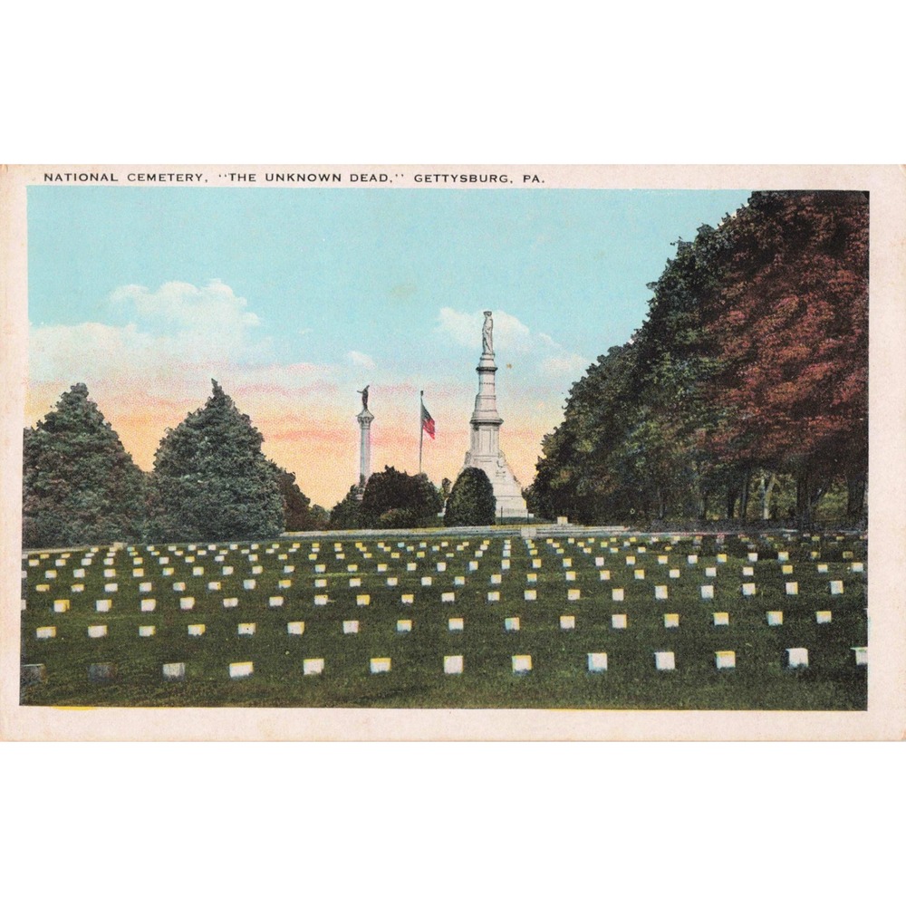 Gettysburg Pennsylvania PA National Cemetery The Unknown Dead Civil War Postcard - Picture 1 of 2